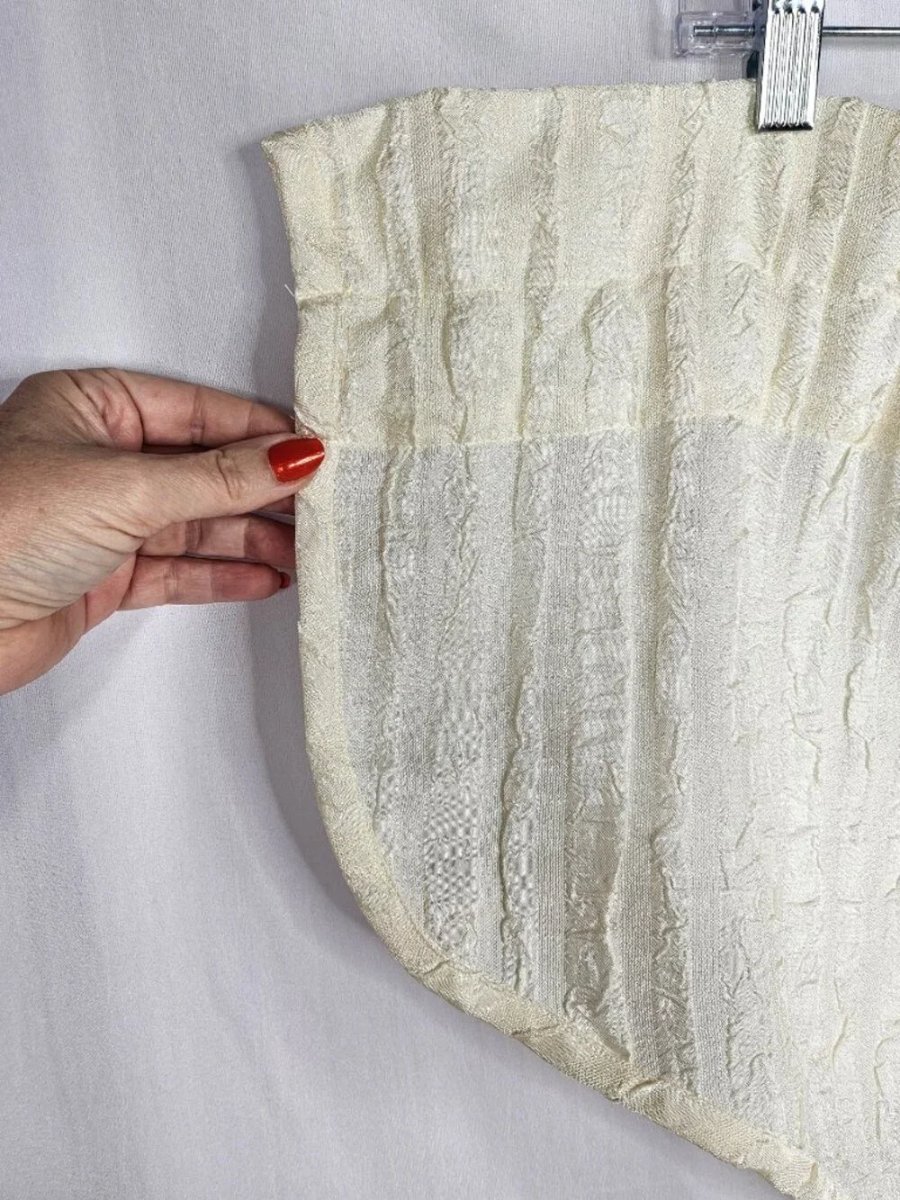 Croscill Valance Set of 5 | Ivory Textured Scalloped Curtains